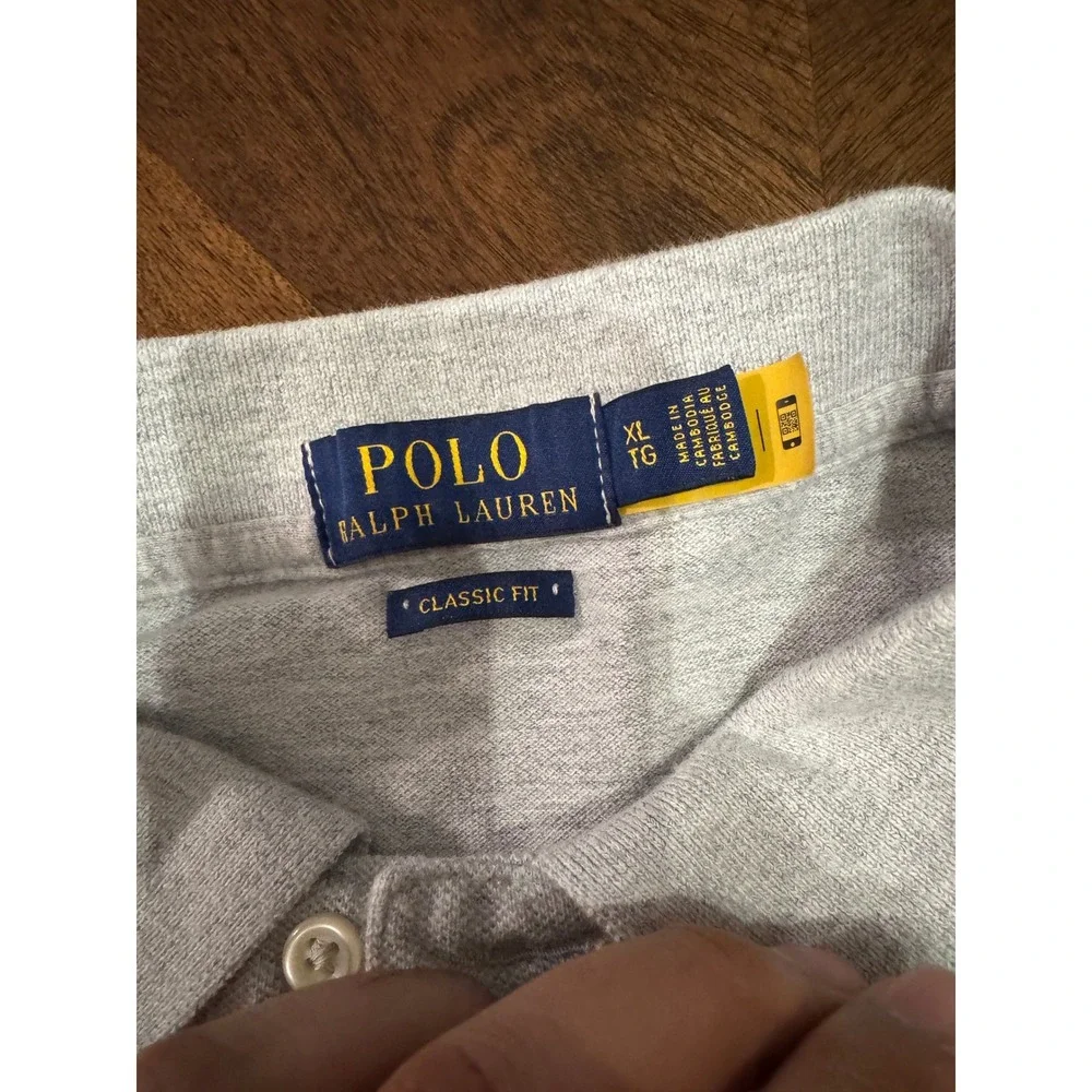 Polo Ralph Lauren Mens Gray Classic‎ Fit Short Sleeve Polo Shirt XL |W1